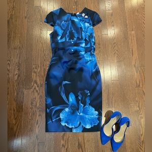 Karen Millen Navy Orchid Wiggle Dress